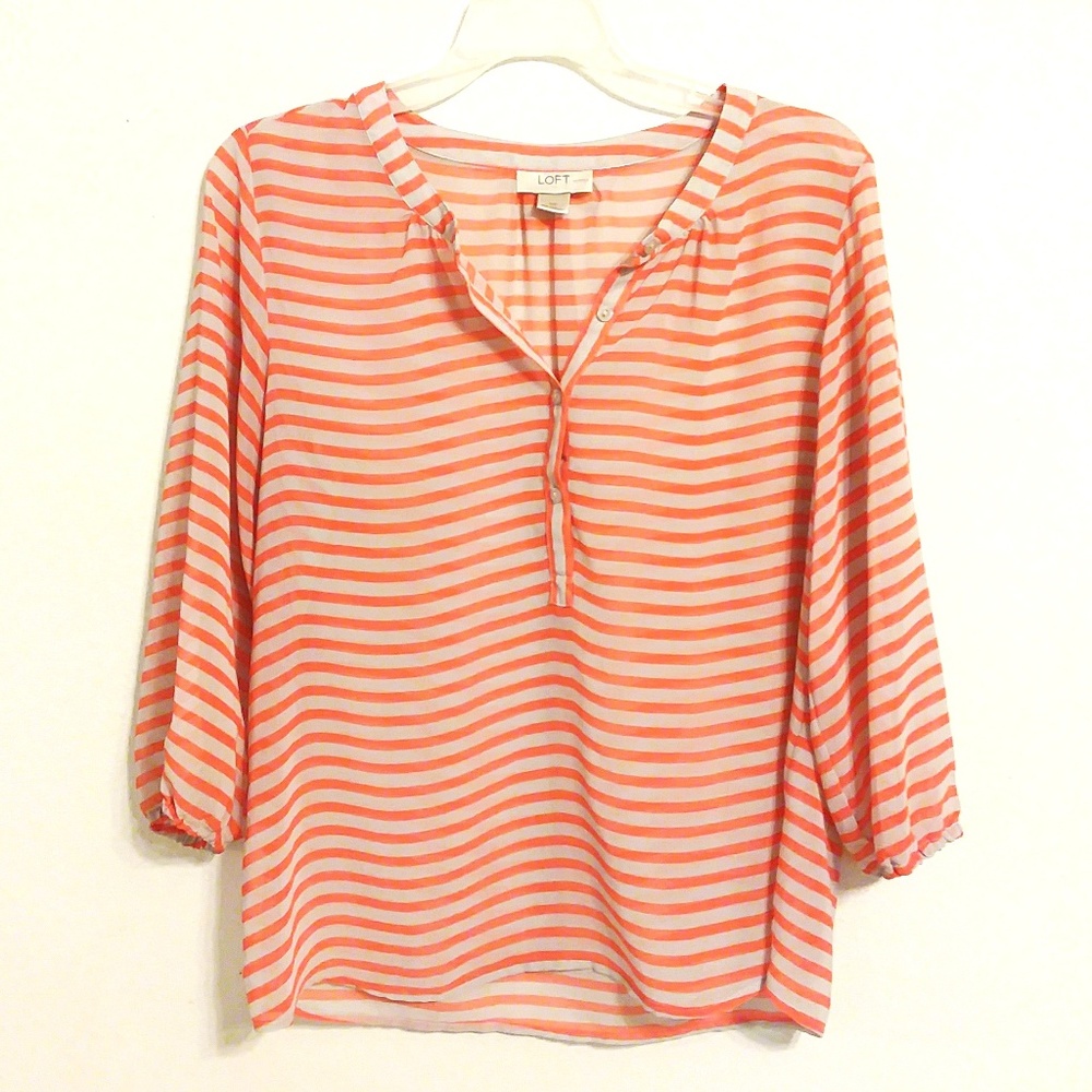 Ann Taylor LOFT Striped Blouse Top Spring Shirt